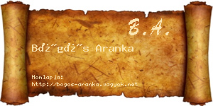 Bögös Aranka névjegykártya